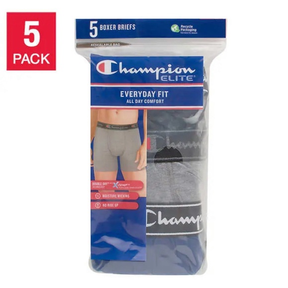 Champion Elite XL Boxer Brief 5-pack X-Temp Black Gray Blue Trunks Underwear NWT - Picture 5 of 11